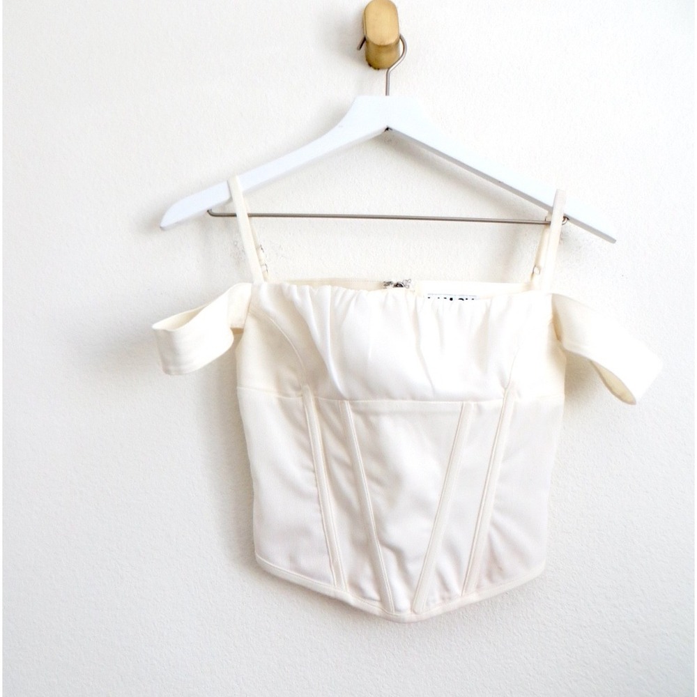 I.AM.GIA Bridget Corset Top Off the Shoulder Straps Cream Ivory SZ XS - Picture 8 of 13